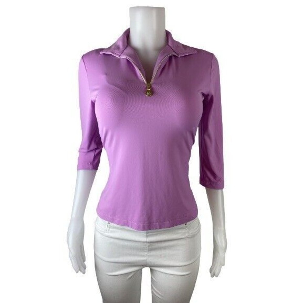 F. Brendratti Golf Top Size M  Pink  Blouse 3/4 Sleeve Collared. NWT